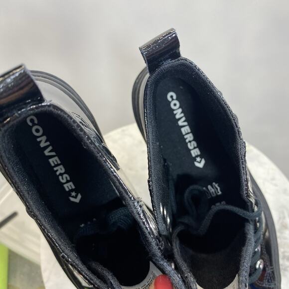 Converse Lugged Heel Platform Sneakers Women's 10 Black Patent Leather NIB - Picture 8 of 16